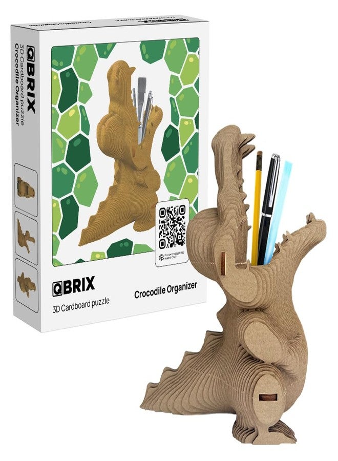 QBRIX Crocodile Organizer 3D Puzzles for Adults, 3D Model Kit for Teens, DIY Crafts for Home Decor, Original Gift for Boys&Girls, Cardboard Model Building Kit - Image 1